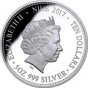 Niue Ten Dollars (Canberra Florin) ELIZABET II NIUE 2017 TEN DOLLARS IRB 5OZ 999 SILVER coin obverse Niue Ten Dollars (Canberra Florin) ELIZABET II NIUE 2017 TEN DOLLARS IRB 5OZ 999 SILVER coin obverse
