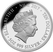 Niue Ten Dollars Emblems of Australia 2017  Proof ELIZABETH II NIUE 2017 TEN DOLLARS IRB 5OZ 999 SILVER coin obverse Niue Ten Dollars Emblems of Australia 2017  Proof ELIZABETH II NIUE 2017 TEN DOLLARS IRB 5OZ 999 SILVER coin obverse