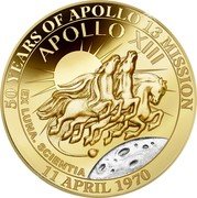 Niue Two Dollars Apollo XIII 2020  Proof 50 YEARS OF APOLLO 13 MISSION APOLLO XIII EX LUNA. SCIENTA 11 APRIL 1970 coin reverse Niue Two Dollars Apollo XIII 2020  Proof 50 YEARS OF APOLLO 13 MISSION APOLLO XIII EX LUNA. SCIENTA 11 APRIL 1970 coin reverse