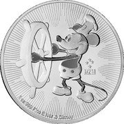 Niue Two Dollars (Steamboat Willie) NZM 1 OZ 999 FINE SILVER © DISNEY coin reverse Niue Two Dollars (Steamboat Willie) NZM 1 OZ 999 FINE SILVER © DISNEY coin reverse