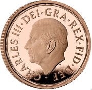 UK 1/2 Sovereign (Memorial Half) CHARLES III DEI GRA REX FID DEF coin obverse UK 1/2 Sovereign (Memorial Half) CHARLES III DEI GRA REX FID DEF coin obverse