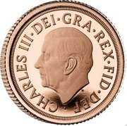 UK 1/4 Sovereign (Memorial Quarter) CHARLES III DEI GRA REX FID DEF coin obverse UK 1/4 Sovereign (Memorial Quarter) CHARLES III DEI GRA REX FID DEF coin obverse