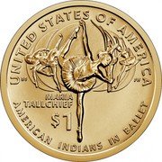 USA 1 Dollar (American Indians In Ballet) UNITED STATES OF AMERICA BS PH MARIA TALLCHIEF $1 AMERICAN INDIANS IN BALLET coin reverse USA 1 Dollar (American Indians In Ballet) UNITED STATES OF AMERICA BS PH MARIA TALLCHIEF $1 AMERICAN INDIANS IN BALLET coin reverse