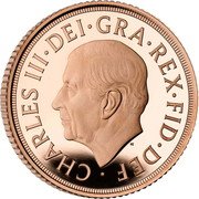 UK 1 Sovereign (Memorial) CHARLES III DEI GRA REX FID DEF coin obverse UK 1 Sovereign (Memorial) CHARLES III DEI GRA REX FID DEF coin obverse
