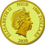 Niue 1000 Dollars Elizabeth II Lucky Coin 2020  BU ELIZABETH II NIUE 1000 DOLLARS IRB 2020 coin obverse Niue 1000 Dollars Elizabeth II Lucky Coin 2020  BU ELIZABETH II NIUE 1000 DOLLARS IRB 2020 coin obverse