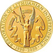 Niue 2 Dollars 50 Cents Restoration of Lithuanian Independence 2020  Proof RESTORATION OF LITHUANIAN INDEPENDENCE KOVO 30 METŲ 11-OJI 1990–2020 coin reverse
