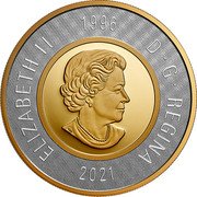 Canada 2 Dollars (Bear. Renewed) 1996 ELIZABETH II D G REGINA SB 2021 coin obverse Canada 2 Dollars (Bear. Renewed) 1996 ELIZABETH II D G REGINA SB 2021 coin obverse