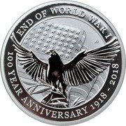 Tuvalu 2 Dollars (World War I) END OF WORLD WAR I P 100 YEAR ANNIVERSARY 1918 - 2018 coin reverse