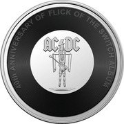 Australia 20 Cents (AC/DC Flick of the Switch) 40TH ANNIVERSARY OF FLICK OF THE SWITCH ALBUM AC-DC coin reverse Australia 20 Cents (AC/DC Flick of the Switch) 40TH ANNIVERSARY OF FLICK OF THE SWITCH ALBUM AC-DC coin reverse