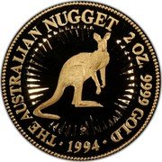 Australia 200 Dollars (Australian Nugget) KM# 246 THE AUSTRALIAN NUGGET 2 OZ. 9999 GOLD P 1994 coin reverse Australia 200 Dollars (Australian Nugget) KM# 246 THE AUSTRALIAN NUGGET 2 OZ. 9999 GOLD P 1994 coin reverse