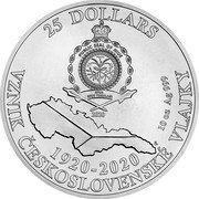 Niue 25 Dollars (Elizabeth II Czech Flag) 25 DOLLARS PUBLIC SEAL OF NIUE ATUA NIUE TUKULAGI 2020 1920-2020 10 OZ AG 999 CM VZNIK ČESKOSLOVENSKÉ VLAJKY coin obverse