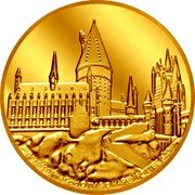 Niue 25 Dollars (Elizabeth II Hogwarts Castle) 1/4 OZ 9999 FINE GOLD HARRY POTTER © & TM WBEI. (S20) coin reverse