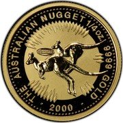 Australia 25 Dollars (Kangaroo Nugget) KM# 466 THE AUSTRALIAN NUGGET 1/4 OZ. 9999 GOLD 2000 coin reverse Australia 25 Dollars (Kangaroo Nugget) KM# 466 THE AUSTRALIAN NUGGET 1/4 OZ. 9999 GOLD 2000 coin reverse