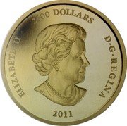 Canada 2500 Dollars Maple Leaf Forever 2011  Proof KM# 1161 ELIZABETH II 2500 DOLLARS D G REGINA SB 2011 coin obverse