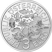 Austria 3 Euro Blue-Ringed Octopus 2022 REPUBLIK ÖSTERREICH 3 EURO coin obverse Austria 3 Euro Blue-Ringed Octopus 2022 REPUBLIK ÖSTERREICH 3 EURO coin obverse
