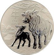 Australia 300 Dollars (Year of the Ox) 牛 OX 2021 P IJ coin reverse Australia 300 Dollars (Year of the Ox) 牛 OX 2021 P IJ coin reverse