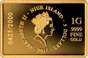 Niue 5 Dollars (Baby Leopard) ELIZABETH II NIUE ISLAND 5 DOLLARS 2018 1G .9999 FINE GOLD coin obverse Niue 5 Dollars (Baby Leopard) ELIZABETH II NIUE ISLAND 5 DOLLARS 2018 1G .9999 FINE GOLD coin obverse