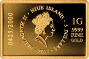 Niue 5 Dollars (Baby Panda) ELIZABETH II - NIUE ISLAND - 5 DOLLARS - 2019 - 1G .9999 FINE GOLD coin obverse Niue 5 Dollars (Baby Panda) ELIZABETH II - NIUE ISLAND - 5 DOLLARS - 2019 - 1G .9999 FINE GOLD coin obverse