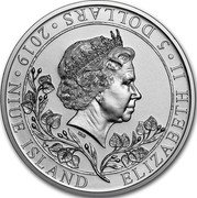 Niue 5 Dollars Elizabeth II Czech Lion 2019  BU NIUE ISLAND ELIZABETH II 5 DOLLARS 2019 IRB coin obverse Niue 5 Dollars Elizabeth II Czech Lion 2019  BU NIUE ISLAND ELIZABETH II 5 DOLLARS 2019 IRB coin obverse