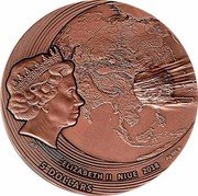 Niue 5 Dollars Fukang Meteorite 2018 mw Antiqued, Ultra High Relief IRB ELIZABETH II NIUE 2018 5 DOLLARS AG 999 coin obverse Niue 5 Dollars Fukang Meteorite 2018 mw Antiqued, Ultra High Relief IRB ELIZABETH II NIUE 2018 5 DOLLARS AG 999 coin obverse