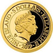 Niue 5 Dollars Prague. Estates Theatre 2019 CM Proof NIUE ISLAND 5 DOLLARS ELIZABETH II CM IRB 2019 coin obverse Niue 5 Dollars Prague. Estates Theatre 2019 CM Proof NIUE ISLAND 5 DOLLARS ELIZABETH II CM IRB 2019 coin obverse
