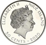 Niue 50 Cents 75 Years Peace and Liberty 2020  Proof ELIZABETH II NIUE ISLAND IRB 50 CENTS 2020 coin obverse Niue 50 Cents 75 Years Peace and Liberty 2020  Proof ELIZABETH II NIUE ISLAND IRB 50 CENTS 2020 coin obverse