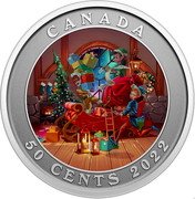 Canada 50 Cents Santa's Sleigh 2022  Modified specimen CANADA 50 CENTS 2022 coin reverse Canada 50 Cents Santa's Sleigh 2022  Modified specimen CANADA 50 CENTS 2022 coin reverse