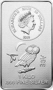 Niue 50 Dollars (Athenian owl) ELIZABETH II NIUE 50 DOLLARS IRB 2019 ΑΘΕ 1 KILO .999 FINE SILVER coin obverse Niue 50 Dollars (Athenian owl) ELIZABETH II NIUE 50 DOLLARS IRB 2019 ΑΘΕ 1 KILO .999 FINE SILVER coin obverse