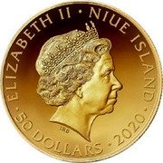 Niue 50 Dollars (Elizabeth II Hans Christian Andersen) ELIZABETH II NIUE ISLAND IRB 50 DOLLARS 2020 coin obverse