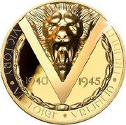 Niue 50 Dollars (Victory) 1940 V 1945 VICTORY VICTOIRE VRIJHEID FREIHEIT coin reverse