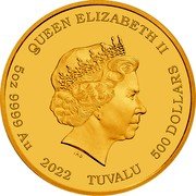 Tuvalu 500 Dollars James Bond 2022  Proof QUEEN ELIZABETH II IRB 5OZ 9999 AU 2022 TUVALU 500 DOLLARS coin obverse Tuvalu 500 Dollars James Bond 2022  Proof QUEEN ELIZABETH II IRB 5OZ 9999 AU 2022 TUVALU 500 DOLLARS coin obverse