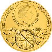 Niue 500 Dollars John Paul II 2020 CM 500 DOLLARS 2020 AU 999.9/348.5 G IRB ELIZABETH II NIUE ISLAND CM TOTUS TUUS coin obverse Niue 500 Dollars John Paul II 2020 CM 500 DOLLARS 2020 AU 999.9/348.5 G IRB ELIZABETH II NIUE ISLAND CM TOTUS TUUS coin obverse