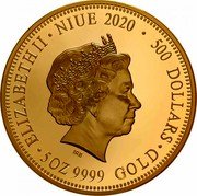 Niue 500 Dollars Red-back Spider 2020  Proof ELIZABETH II NIUE 2020 500 DOLLARS IRB 5 OZ 9999 GOLD coin obverse Niue 500 Dollars Red-back Spider 2020  Proof ELIZABETH II NIUE 2020 500 DOLLARS IRB 5 OZ 9999 GOLD coin obverse