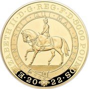 UK 5000 Pounds Platinum Jubilee 2022  Proof ELIZABETH II D G REG F D 5000 POUNDS HONI SOIT QUI MAL Y PENSE JB 2022 coin obverse UK 5000 Pounds Platinum Jubilee 2022  Proof ELIZABETH II D G REG F D 5000 POUNDS HONI SOIT QUI MAL Y PENSE JB 2022 coin obverse