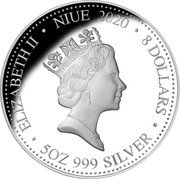 Niue 8 Dollars (Elizabeth II Year of the Rat) ELIZABETH II NIUE 2020 8 DOLLARS 5OZ 999 SILVER coin obverse Niue 8 Dollars (Elizabeth II Year of the Rat) ELIZABETH II NIUE 2020 8 DOLLARS 5OZ 999 SILVER coin obverse