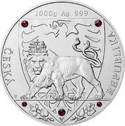 Niue 80 Dollars (Elizabeth II Czech Lion - Crystals) 1000G AG 999 ČESKÁ REPUBLIKA coin reverse