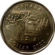 Canada Dollar (Holiday Gift. Santa with Reindeer) CANADA DOLLAR 2022 SH coin reverse Canada Dollar (Holiday Gift. Santa with Reindeer) CANADA DOLLAR 2022 SH coin reverse
