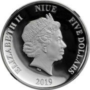 Niue Five Dollars (Mickey Mouse Club) ELIZABETH II NIUE FIVE DOLLARS IRB 2019 coin obverse Niue Five Dollars (Mickey Mouse Club) ELIZABETH II NIUE FIVE DOLLARS IRB 2019 coin obverse