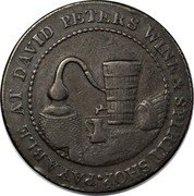 UK Halfpenny (Perthshire D. Peters) PAYABLE AT DAVID PETERS WINE & SPIRIT SHOP coin obverse UK Halfpenny (Perthshire D. Peters) PAYABLE AT DAVID PETERS WINE & SPIRIT SHOP coin obverse