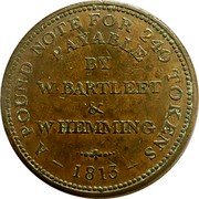 UK One Penny (Worcestershire. Redditch. W. Bartleet & W. Hemming) PAYABLE BY W BARTLEET & W HEMMING 1 POUND NOTE FOR 240 TOKENS 1813 coin reverse
