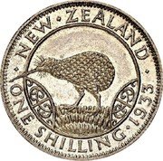 New Zealand One Shilling (George V Kiwi. Pattern) NEW ZEALAND KG ONE SHILLING 1933 coin reverse New Zealand One Shilling (George V Kiwi. Pattern) NEW ZEALAND KG ONE SHILLING 1933 coin reverse