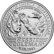 USA Quarter Dollar (Bessie Coleman) UNITED STATES OF AMERICA QUARTER DOLLAR E PLURIBUS UNUM BESSIE COLEMAN CTC EC 6.15.1921 coin reverse USA Quarter Dollar (Bessie Coleman) UNITED STATES OF AMERICA QUARTER DOLLAR E PLURIBUS UNUM BESSIE COLEMAN CTC EC 6.15.1921 coin reverse