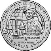 USA Quarter Dollar (Eleanor Roosevelt) UNITED STATES OFAMERICA DE ELEANOR ROOSEVELT UNIVERSAL DECLARATION OF CAC HUMAN RIGHTS QUARTER DOLLAR E PLURIBUS UNUM coin reverse USA Quarter Dollar (Eleanor Roosevelt) UNITED STATES OFAMERICA DE ELEANOR ROOSEVELT UNIVERSAL DECLARATION OF CAC HUMAN RIGHTS QUARTER DOLLAR E PLURIBUS UNUM coin reverse