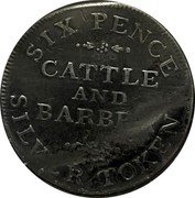 UK Six Pence (Yorkshire. York. Cattle & Barber) SIX PENCE CATTLE AND BARBER SILVER TOKEN coin reverse UK Six Pence (Yorkshire. York. Cattle & Barber) SIX PENCE CATTLE AND BARBER SILVER TOKEN coin reverse