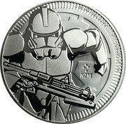 Niue Two Dollars Clone Trooper 2019  (fr) Proof 1 OZ 999 FINE SILVER © & TM LUCASFILM LTD. NZM coin reverse Niue Two Dollars Clone Trooper 2019  (fr) Proof 1 OZ 999 FINE SILVER © & TM LUCASFILM LTD. NZM coin reverse