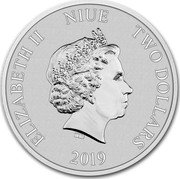 Niue Two Dollars (Donald Duck's 85th Anniversary) ELIZABETH II NIUE TWO DOLLARS IRB 2019 coin obverse Niue Two Dollars (Donald Duck's 85th Anniversary) ELIZABETH II NIUE TWO DOLLARS IRB 2019 coin obverse