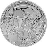 Niue Two Dollars Elizabeth II Boba Fett 2020 NZM BU 1 OZ 999 FINE SILVER © & TM LUCASFILM LTD NZM coin reverse Niue Two Dollars Elizabeth II Boba Fett 2020 NZM BU 1 OZ 999 FINE SILVER © & TM LUCASFILM LTD NZM coin reverse