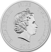 Niue Two Dollars Elizabeth II Lion King 2019 ELIZABETH II NIUE TWO DOLLARS IRB 2019 coin obverse Niue Two Dollars Elizabeth II Lion King 2019 ELIZABETH II NIUE TWO DOLLARS IRB 2019 coin obverse