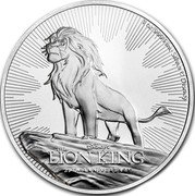 Niue Two Dollars Elizabeth II Lion King 2019 1 OZ 999 FINE SILVER © DISNEY DISNEY'S THE LION KING 25TH ANNIVERSARY coin reverse Niue Two Dollars Elizabeth II Lion King 2019 1 OZ 999 FINE SILVER © DISNEY DISNEY'S THE LION KING 25TH ANNIVERSARY coin reverse