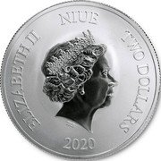 Niue Two Dollars Elizabeth II Lucky Coin 2020  BU ELIZABETH II NIUE TWO DOLLARS IRB 2020 coin obverse